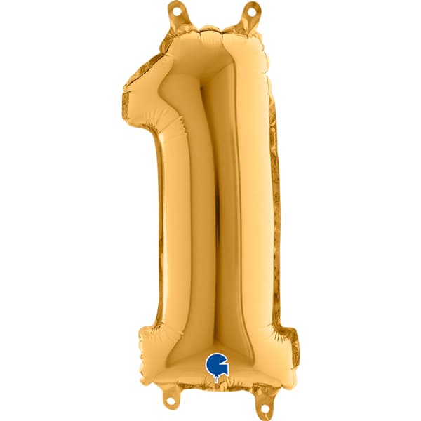 14" Grabo Gold Number 1 Air Fill Balloons