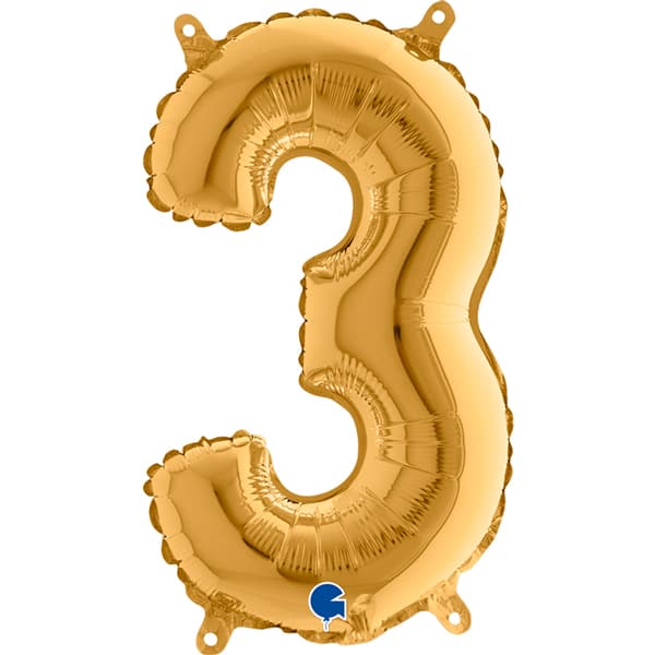 14" Grabo Gold Number 3 Air Fill Balloons