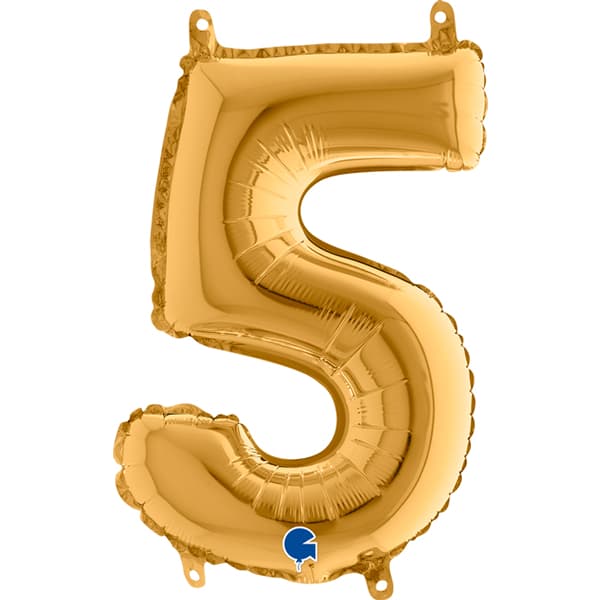 14" Grabo Gold Number 5 Air Fill Balloons