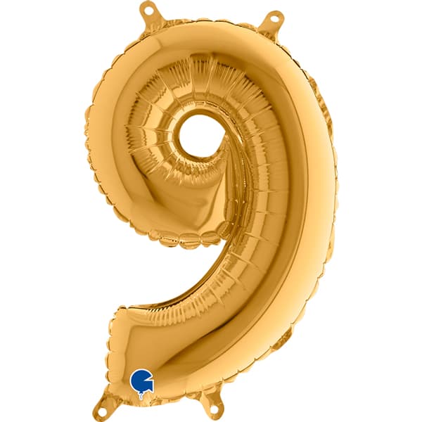 14" Grabo Gold Number 9 Air Fill Balloons