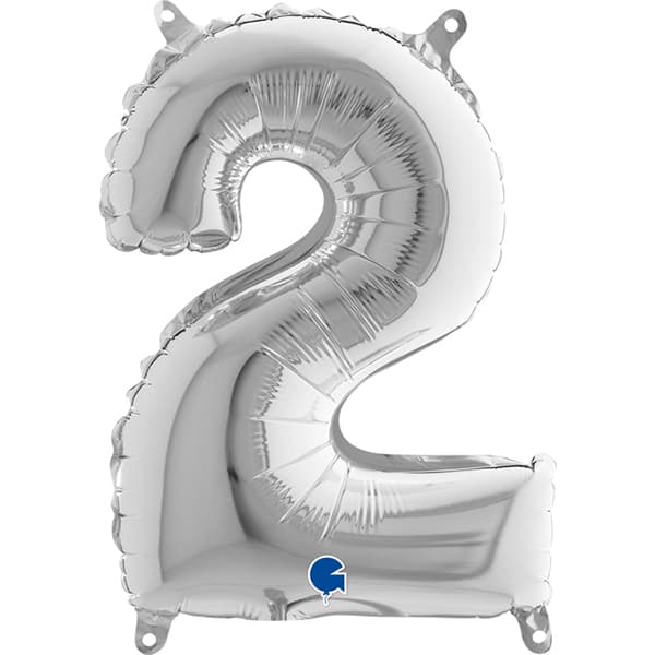 14" Grabo Silver Number 2 Air Fill Balloons