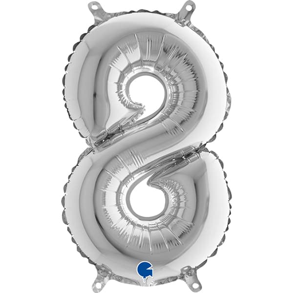 (image for) 14" Grabo Silver Number 8 Air Fill Balloons