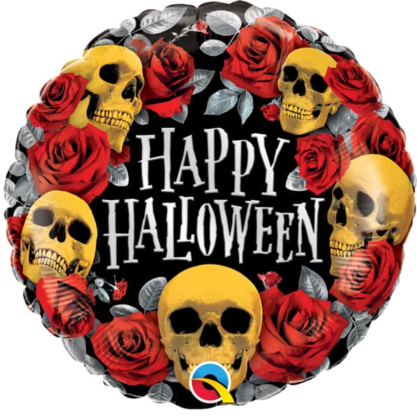 (image for) 18" Halloween Golden Skulls Foil Balloons