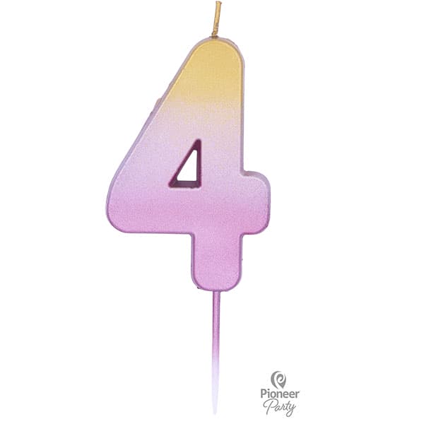 Rose Gold Ombre Number 4 Candle