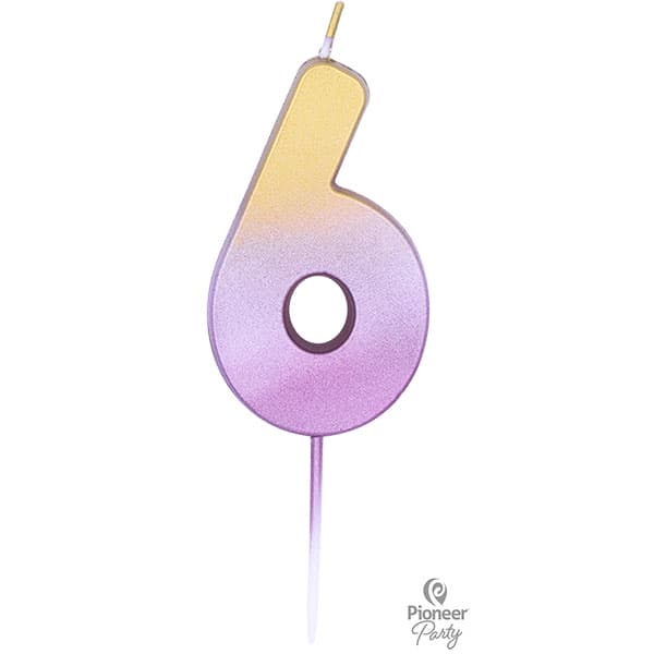 Rose Gold Ombre Number 6 Candle