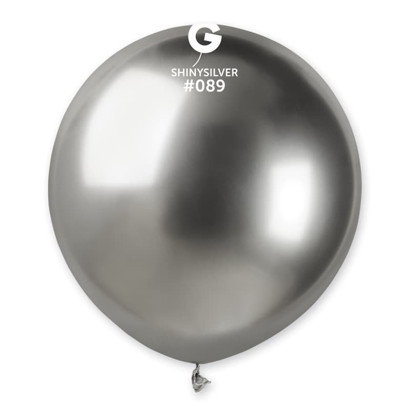 19" Shiny Silver Latex Balloons 25pk
