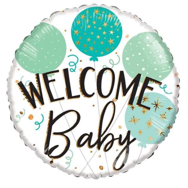 (image for) 18" Welcome Baby Green & Teal Eco Foil Balloons