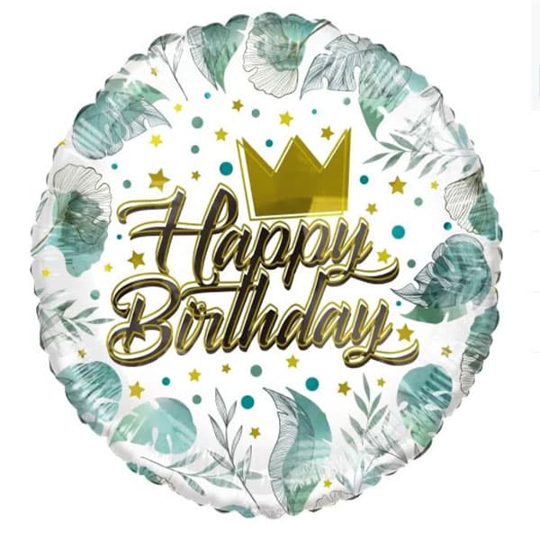 18" Happy Birthday Crown Eco Foil Balloons