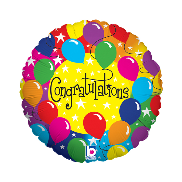 18" Congratulations Rainbow Foil Balloons