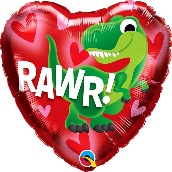 18" Dino-Rawr Love Foil Balloons
