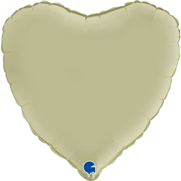 18" Grabo Satin Olive Green Heart Foil Balloons