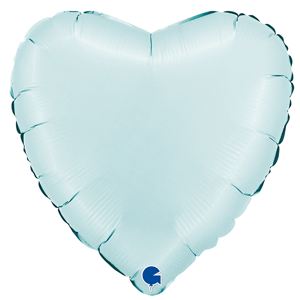 18" Grabo Satin Pastel Blue Heart Foil Balloons