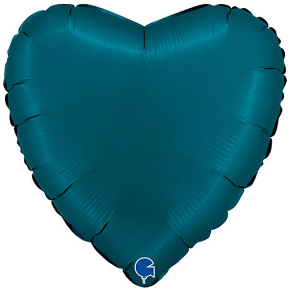 18" Grabo Satin Petrol Blue Heart Foil Balloons