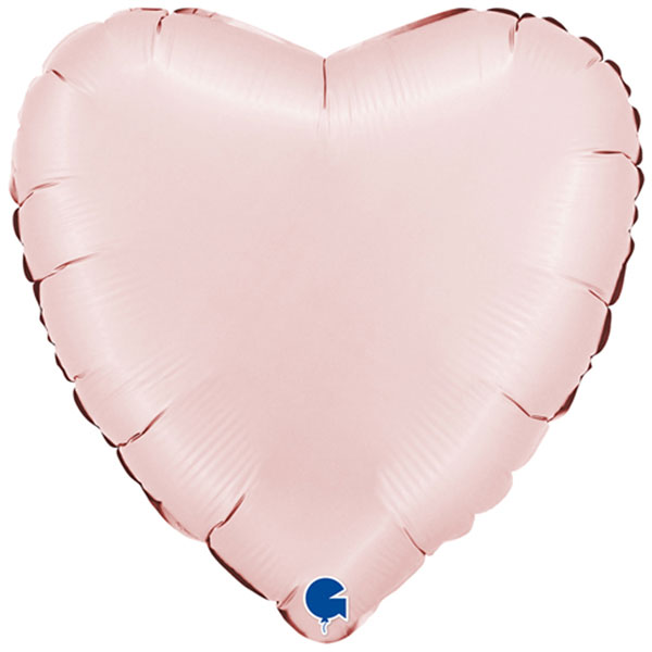 18" Grabo Satin Pastel Pink Heart Shaped Foil Balloons