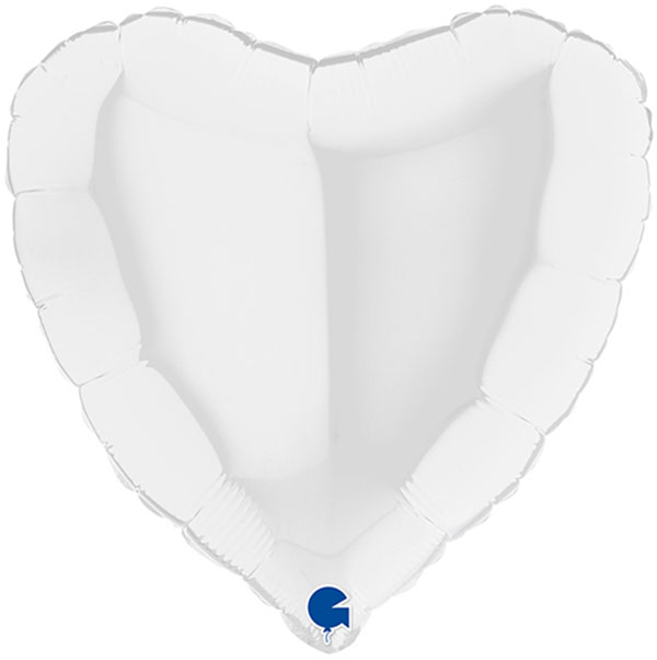 18" Grabo Metallic White Heart Foil Balloons