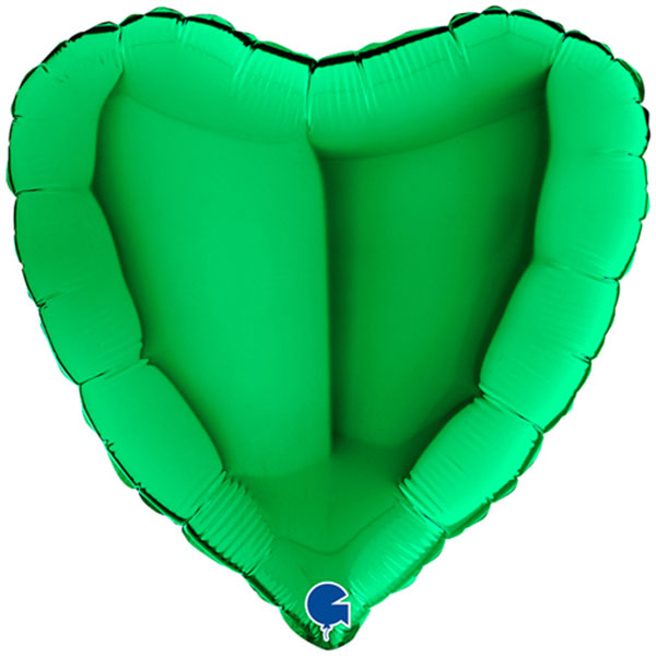 18" Grabo Metallic Green Heart Foil Balloons