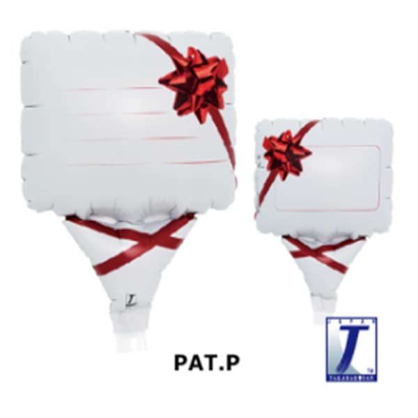 (image for) 5" Red Gift Ribbon Message Card Upright Balloons