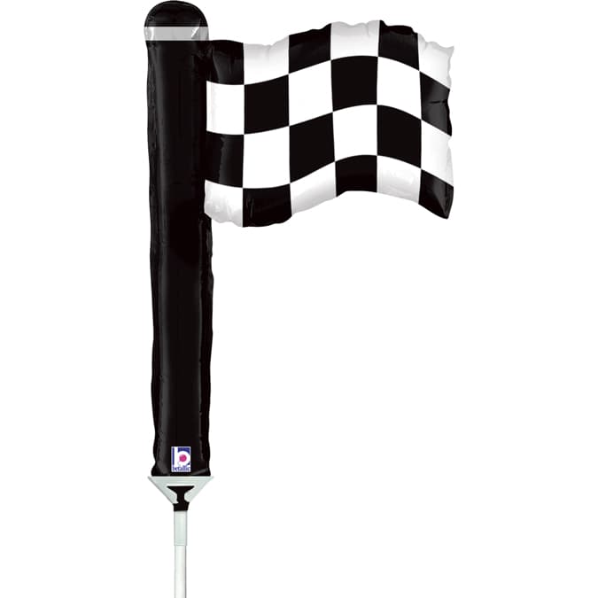 14" Checkered Flag Air Fill Mini Shape Balloons