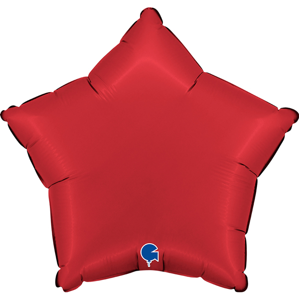 18" Grabo Satin Ruby Red Star Foil Balloons