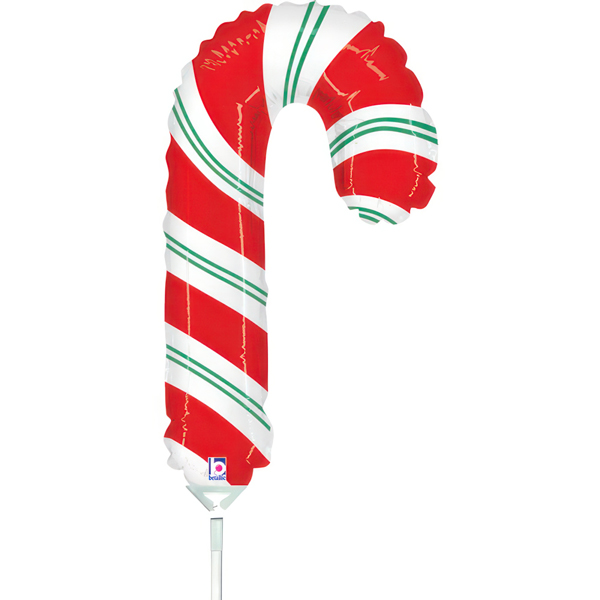 14" Red & White Candy Cane Metallic Mini Shape