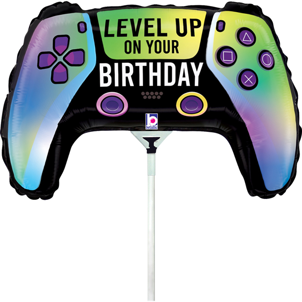 (image for) 14" Vivid Game Controller Birthday Air Fill Foil Balloons