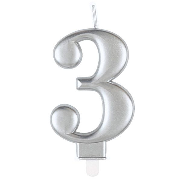 (image for) Metallic Silver Number 3 Candle
