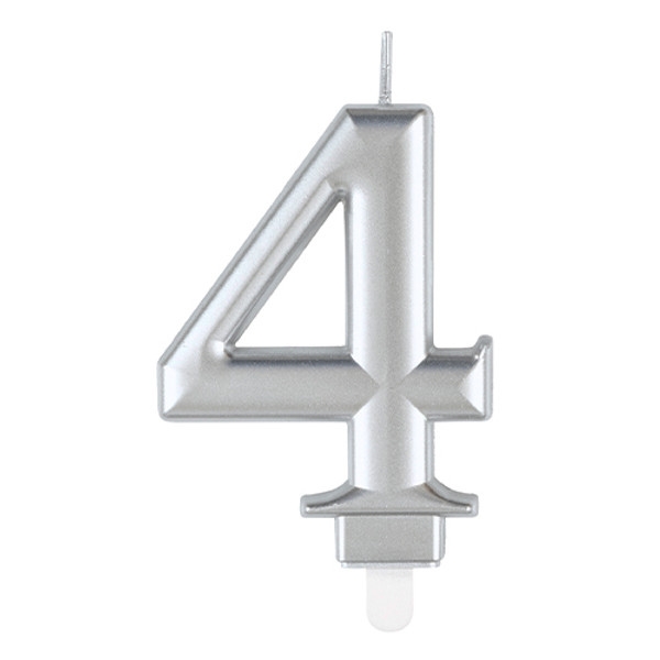 (image for) Metallic Silver Number 4 Candle