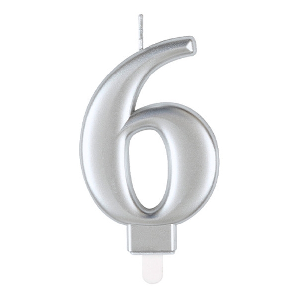 Metallic Silver Number 6 Candle