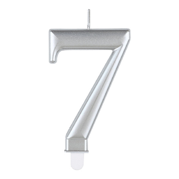 Metallic Silver Number 7 Candle