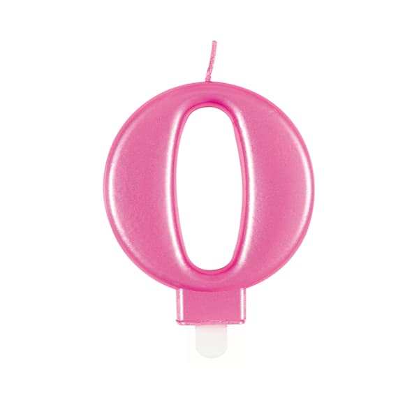 Metallic Pink Number 0 Candle