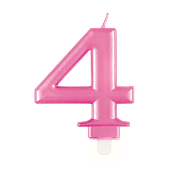 Metallic Pink Number 4 Candle