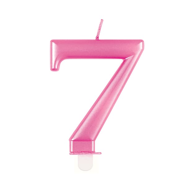 Metallic Pink Number 7 Candle