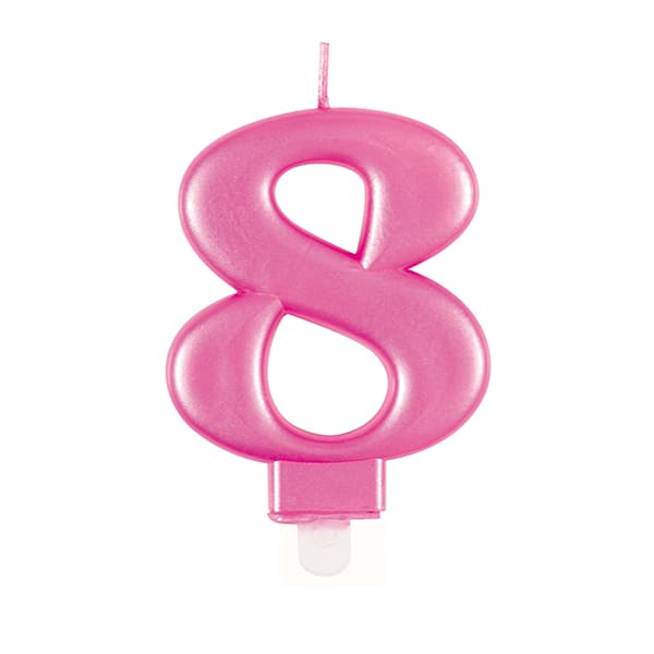 Metallic Pink Number 8 Candle
