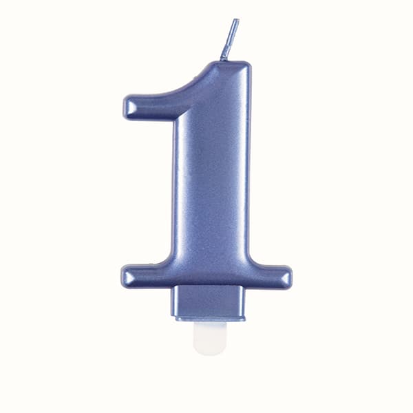 Metallic Blue Number 1 Candle