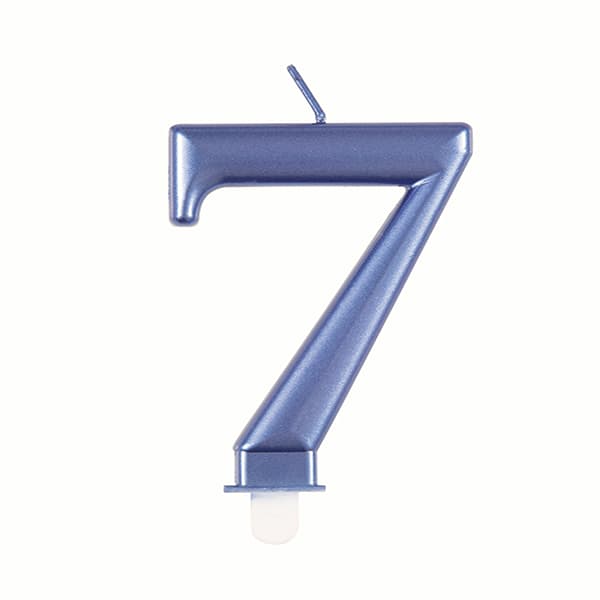 Metallic Blue Number 7 Candle