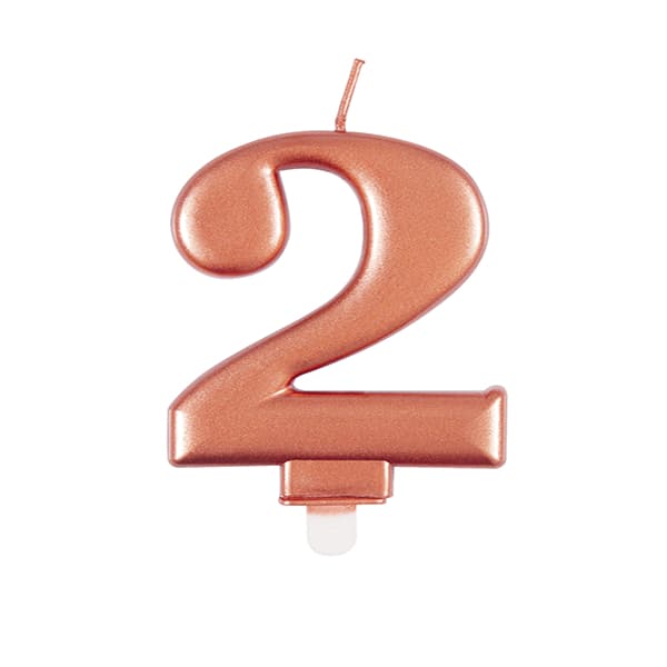 Metallic Rose Gold Number 2 Candle