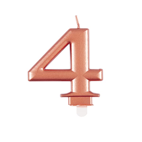 Metallic Rose Gold Number 4 Candle