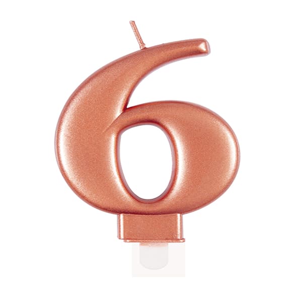 Metallic Rose Gold Number 6 Candle