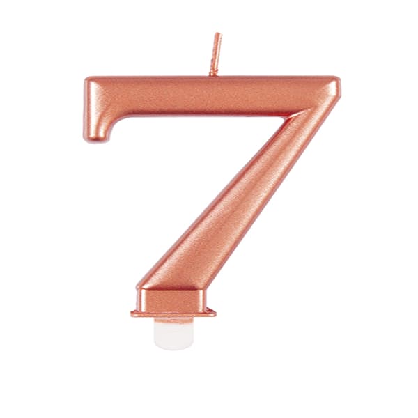 Metallic Rose Gold Number 7 Candle