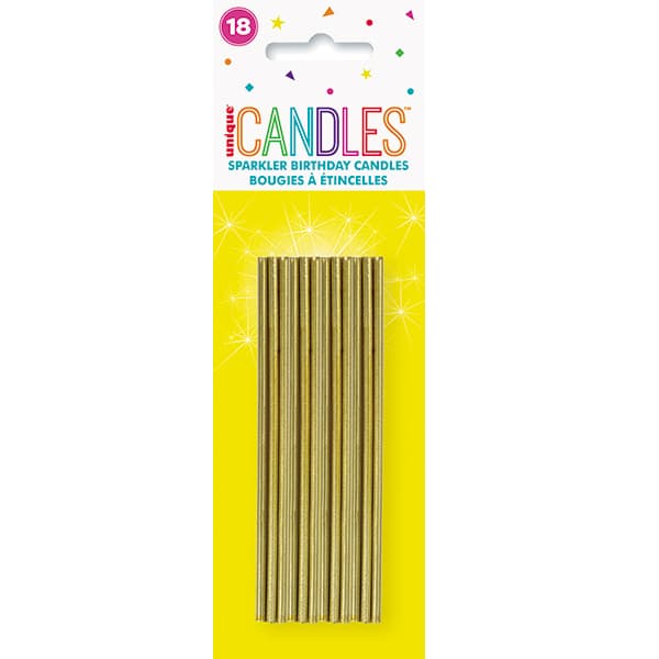 (image for) 4" Gold Sparkler Birthday Candles 18pk