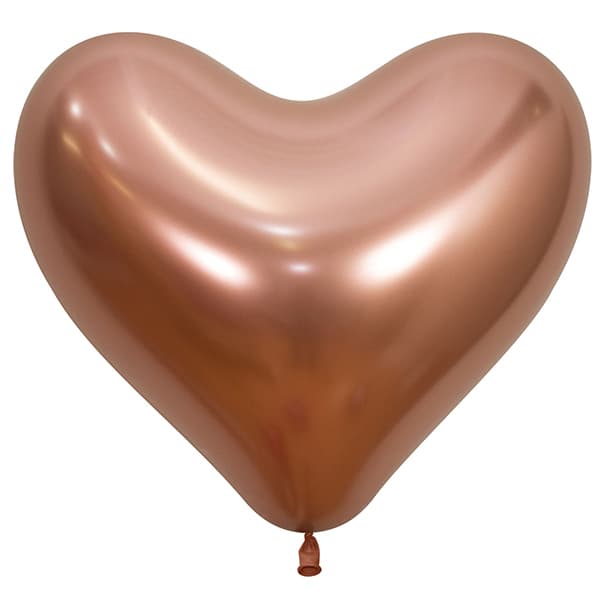 14" Reflex Rose Gold Heart Shaped Latex Balloons 50pk