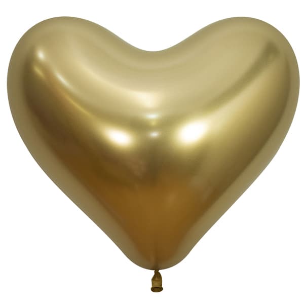 14" Reflex Gold Heart Shaped Latex Balloons 50pk