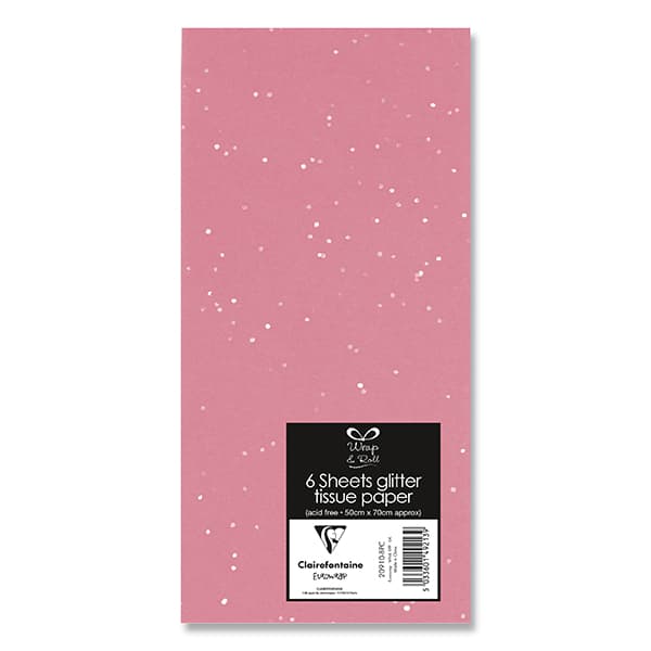 (image for) Baby Pink Glitter Tissue Paper Sheets 6pk