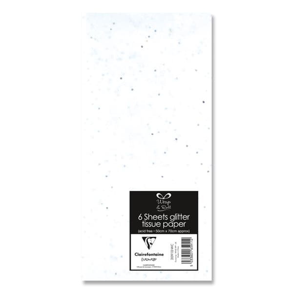 (image for) White Glitter Tissue Paper Sheets 6pk