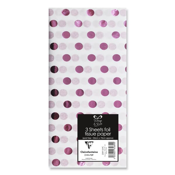 (image for) Pink Foil Tissue Paper Sheets 3pk