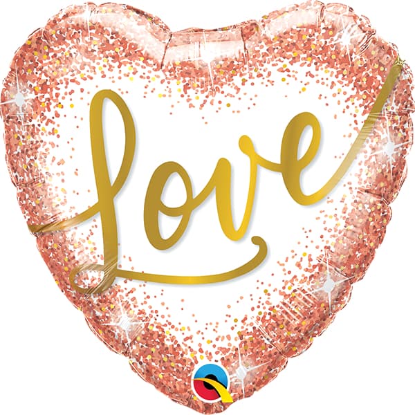 18" I Love You Rose Gold Glitter Dots Foil Balloons