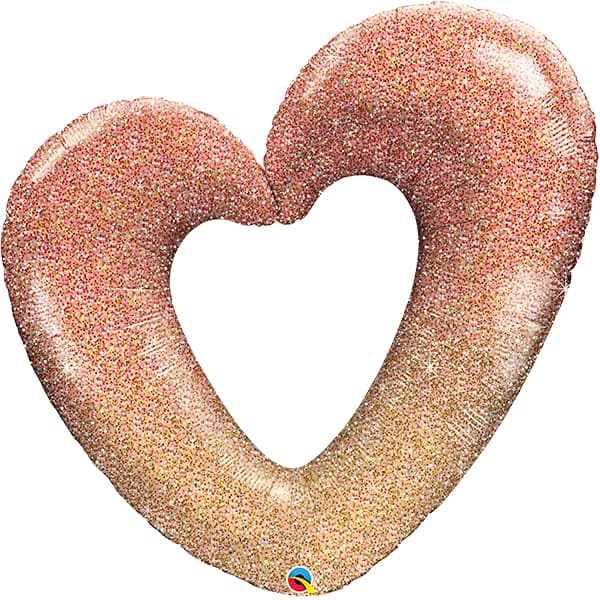 42" Rose Gold Glitter Ombre Heart Supershape Balloons