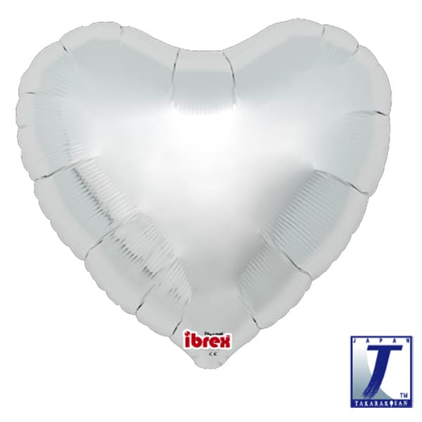 (image for) 14" Metallic Silver Heart Foil Balloons Pack of 5