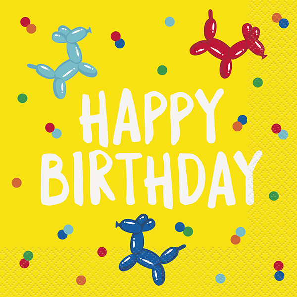 (image for) Balloon Dog Happy Birthday Party Napkins 16pk
