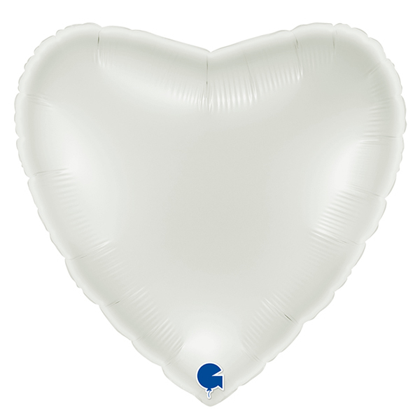 (image for) 22" Grabo Metallic White Heart Shape Foil Balloons